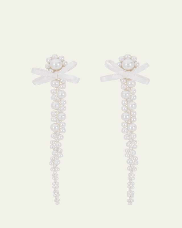 Petite Bow and Pearl Drip Earrings